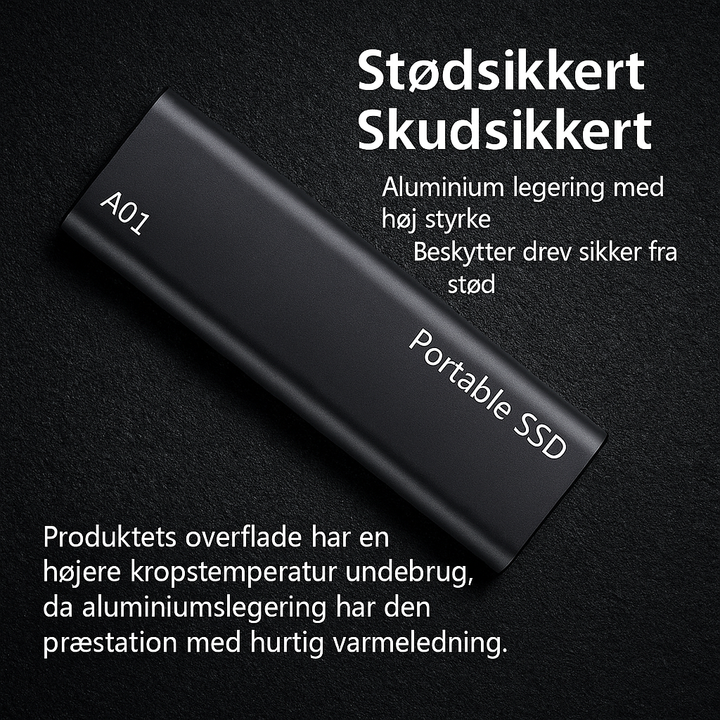 Slank 4 TB ekstern datadisk med USB-C. Nem at have med på farten.