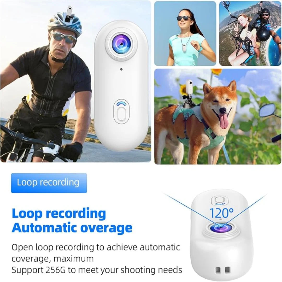 Alsidigt 4K kompakt kamera med WiFi, vandtæt design og 360° rotation.