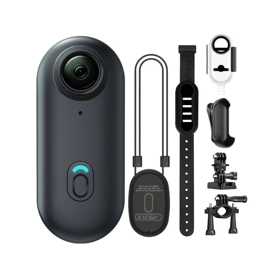 Sort 4K mini actionkamera med WiFi og 360° holder, klar til enhver optagelse.