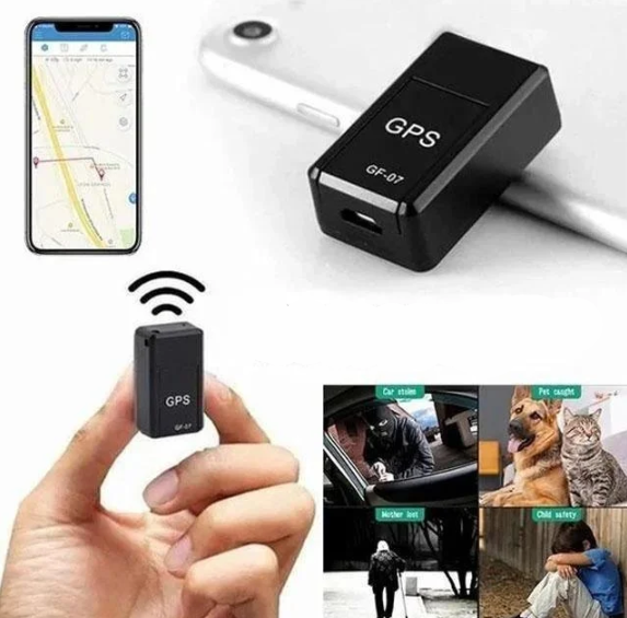 "Kompakt GPS-enhed med global dækning, diskret sort design, ideal til realtidssporing og magnetisk montering."