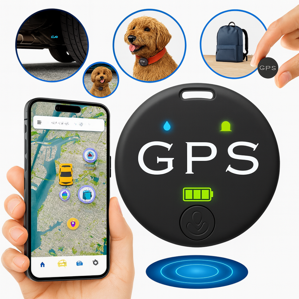 Kompakt magnetisk Bluetooth tracker på bil. Diskret enhed til bilsporing & tyverisikring, app-styret.