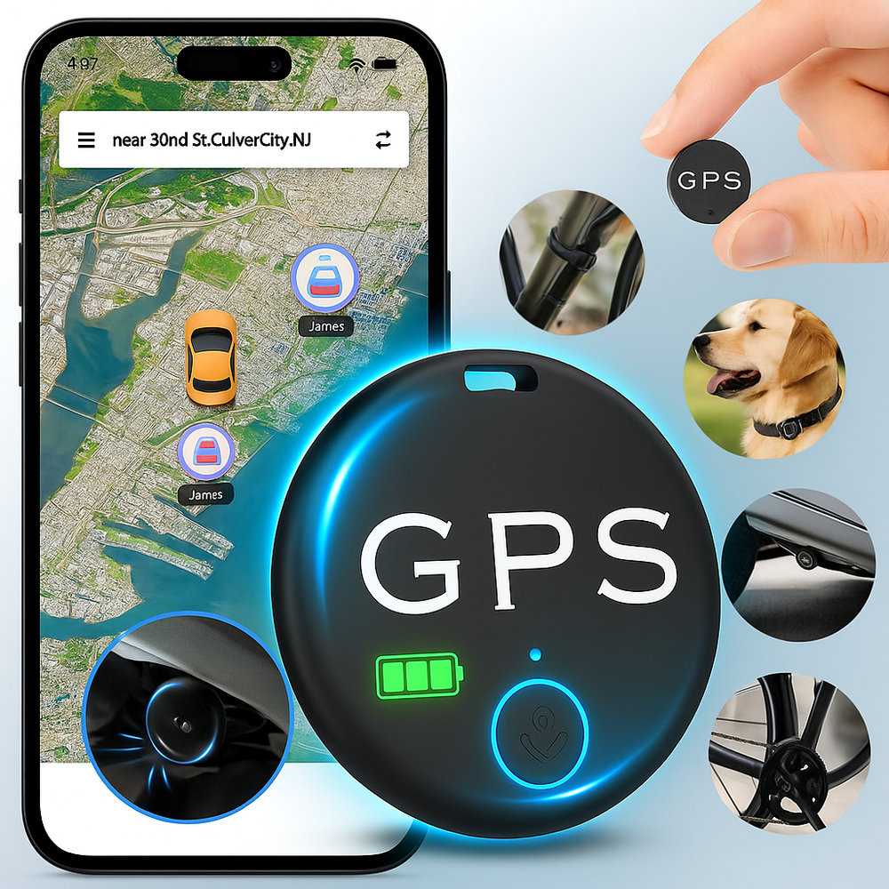 Kompakt Bluetooth ejendelstracker. App-styret sporingsenhed til nøgler, tasker & personlige genstande.