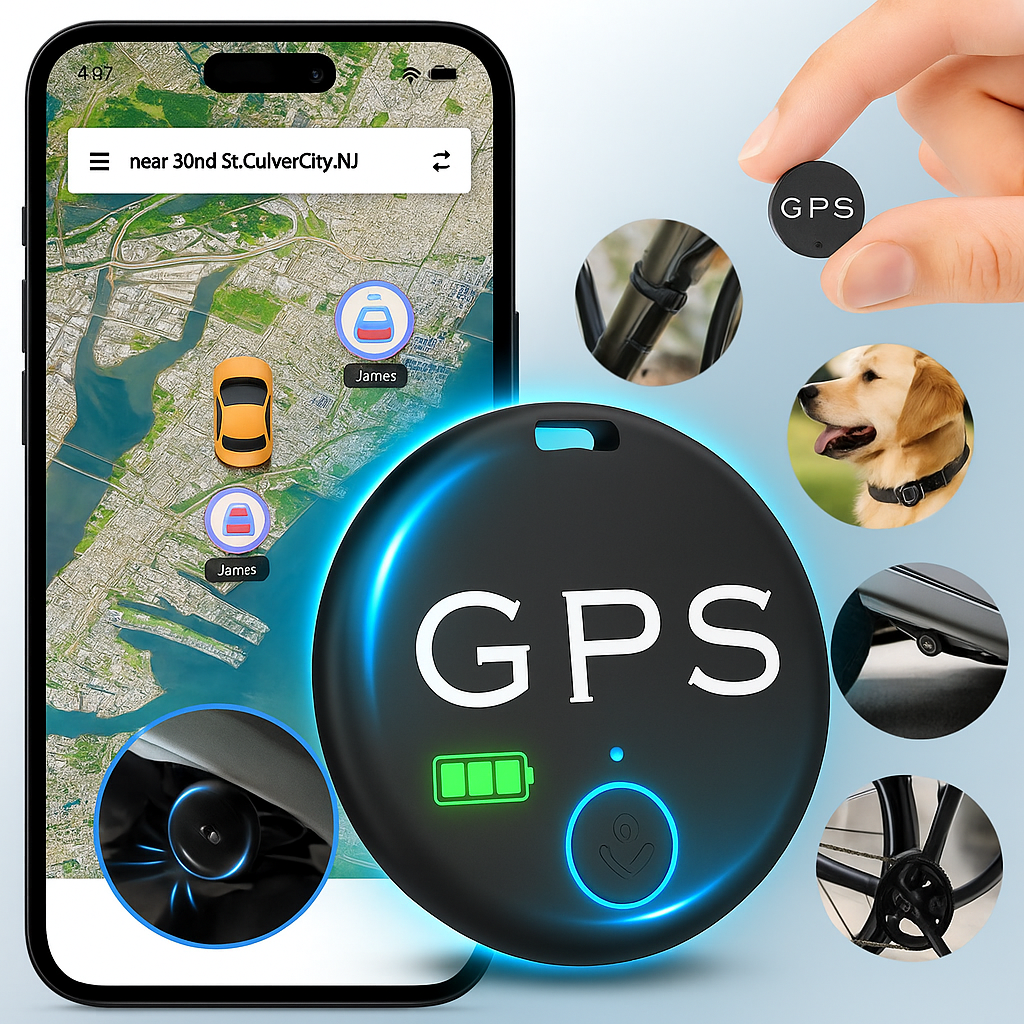 Kompakt Bluetooth ejendelstracker. App-styret sporingsenhed til nøgler, tasker & personlige genstande.