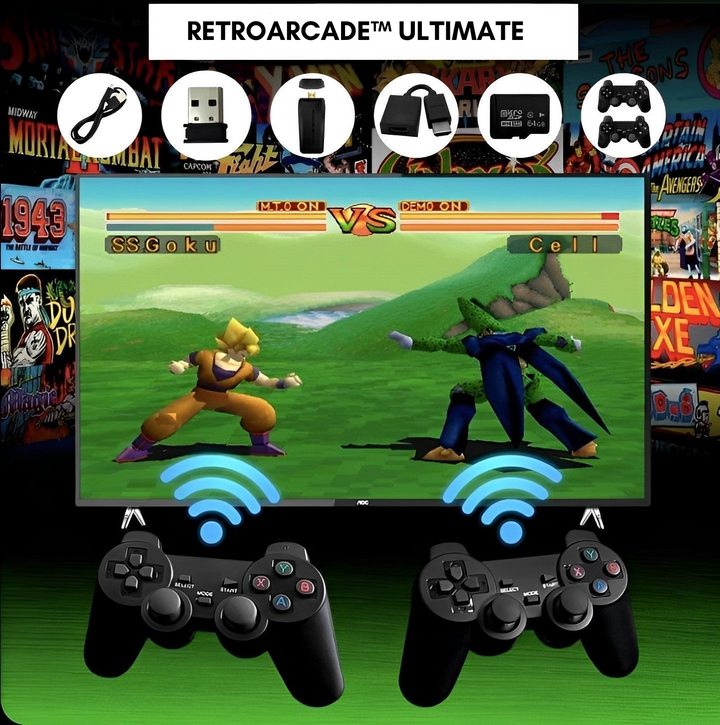 Kompakt retro spilkonsol med over 15.000 klassiske spil for timevis af gaming og underholdning til hele familien.