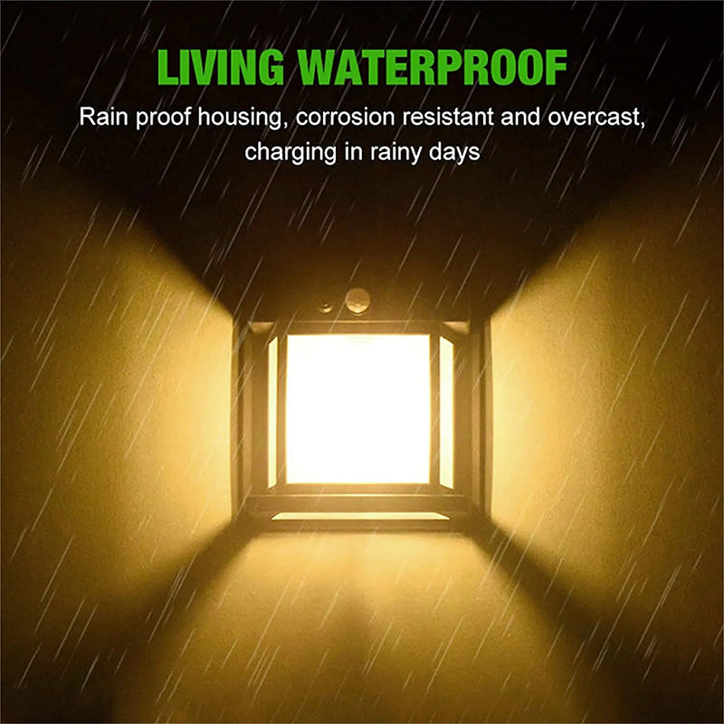 Solardrevet udendørslampe med bevægelsessensor. Perfekt til indkørsel eller terrasse.