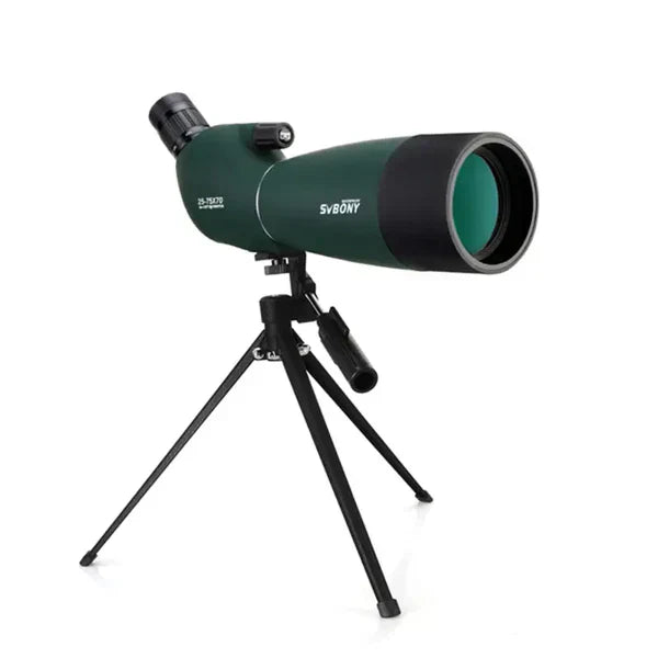 "Kraftigt teleskop med 25-75x zoom og BAK4 FMC, stort 70 mm objektiv, perfekt til fuglekiggeri og stjernekig"
