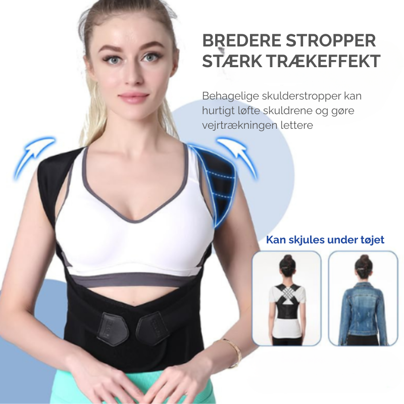 Ergonomisk holdningssele, der lindrer smerter fra tech-nakke og nakkepukkel effektivt.