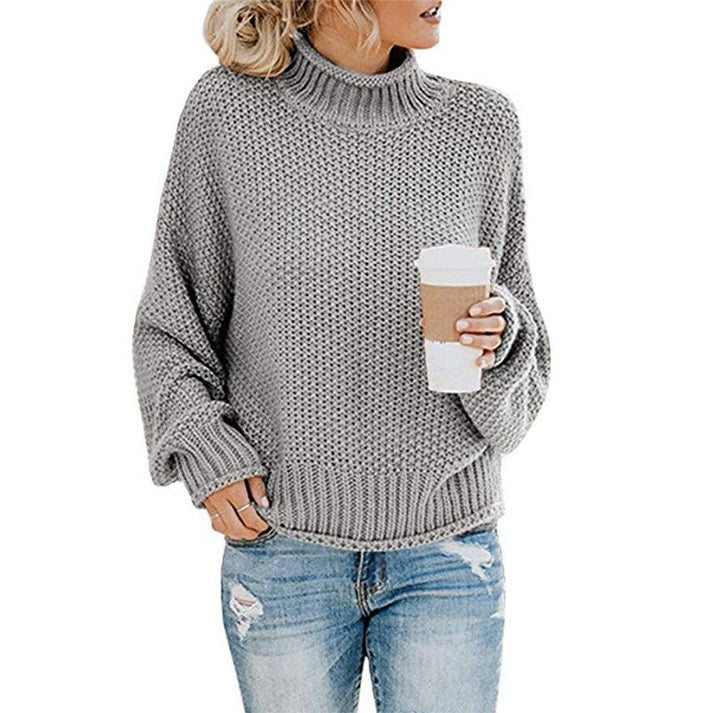 Kvinder's langærmet rullekrave strik sweater med perfekt pasform. En varm og hyggelig top til hverdagsbrug.