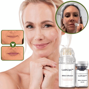 Kvinde med fyldige, glatte læber takket være 3-dages serum for læbeforstørrelse. Anti-age læbepleje med hyaluronsyre.