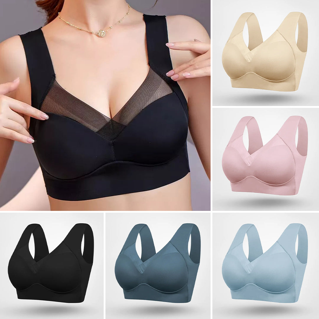Sømløs kvinde BH med dyb V-udskæring, giver støtte, komfort og en glat silhuet. Ideel til hverdag.