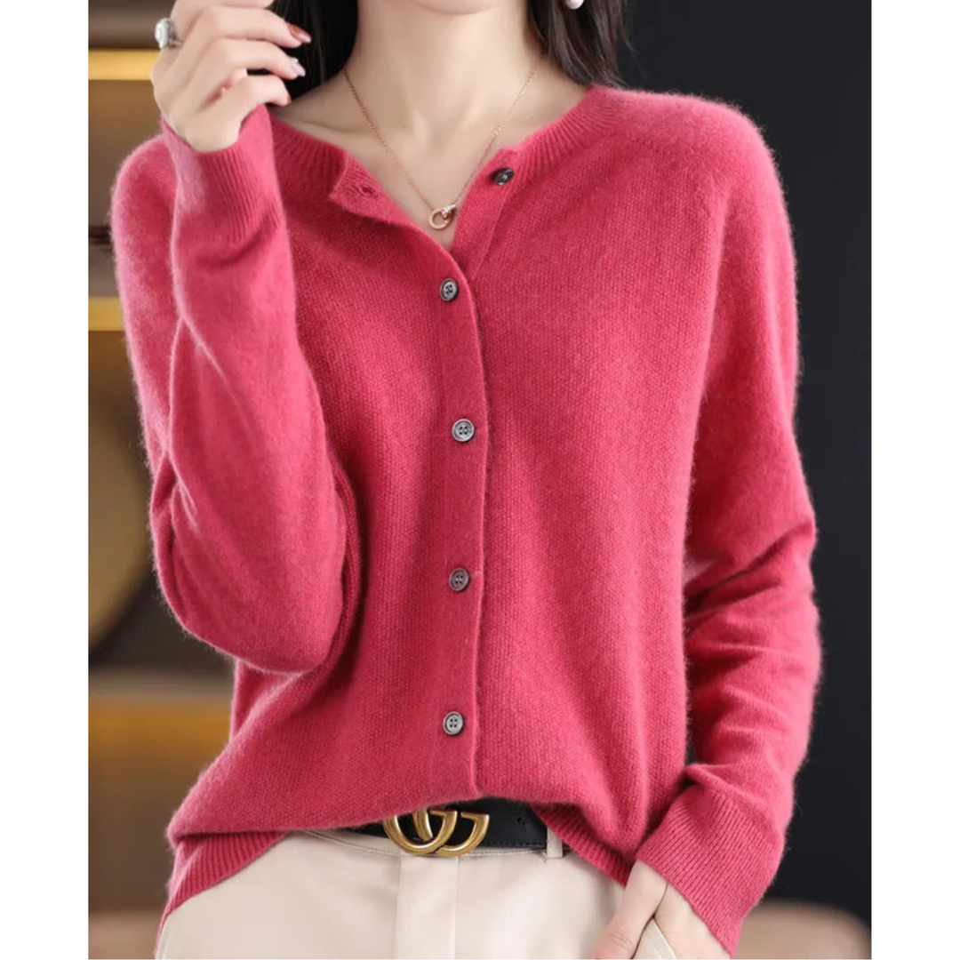 Kvinder cardigan med rund hals, elegant design til hverdag og festlig brug.