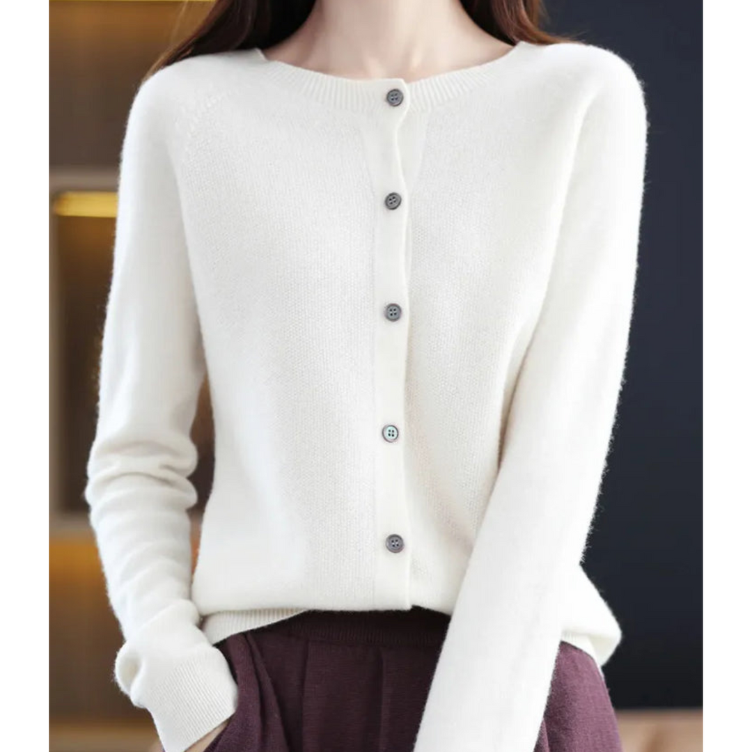 Elegant cardigan til kvinder med rund hals, både komfortabel og modebevidst.