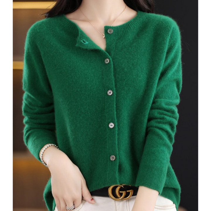Alsidig kvinder cardigan med rund hals, nem at style til enhver lejlighed.