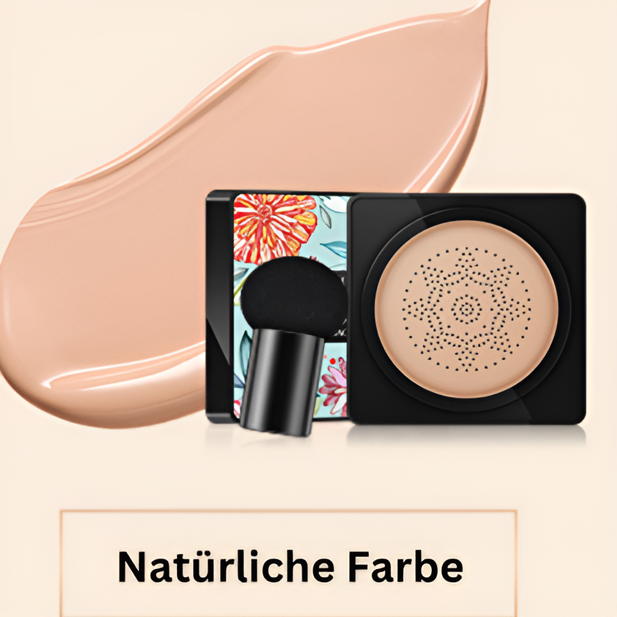 Kvinde påfører CC-creme med svampeapplikator. Giver jævn hudtone & naturlig glød som ansigtsmakeup.