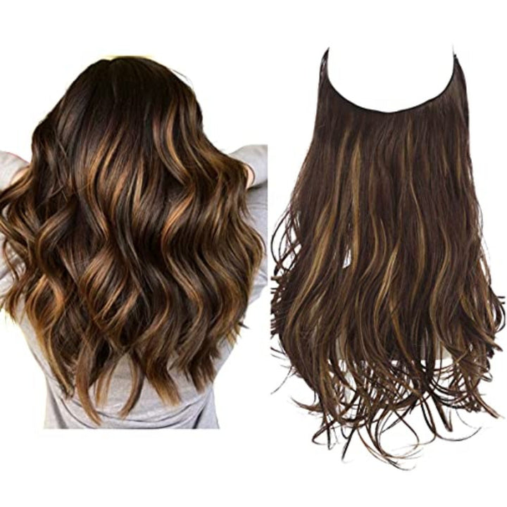 Diskret hårforlængelse til kvinder. Usynlig halo extensions for fyldigere hår.