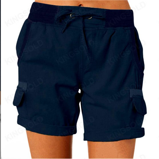 Teksturerede kvinde sommershorts med høj talje. Bløde og behagelige casual shorts til sommer.