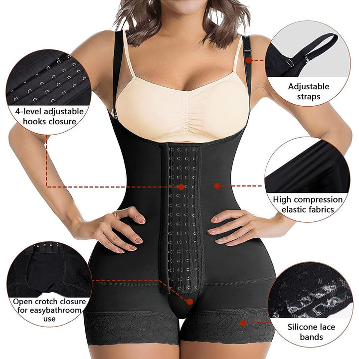 Usynligt formgivende undertøj; kvinders heldragts shapewear der strammer maven og løfter rumpen, perfekt til fest.