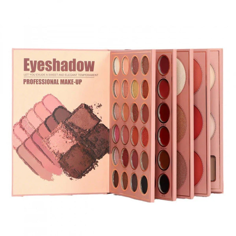 Øjenskyggepalette til kvinder, 67 farver, makeup til betagende looks, holdbar, pigmenteret og rejsevenlig.
