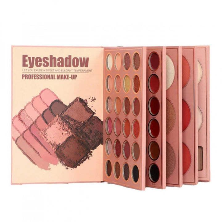 Øjenskyggepalette til kvinder, 67 farver, makeup til betagende looks, holdbar, pigmenteret og rejsevenlig.