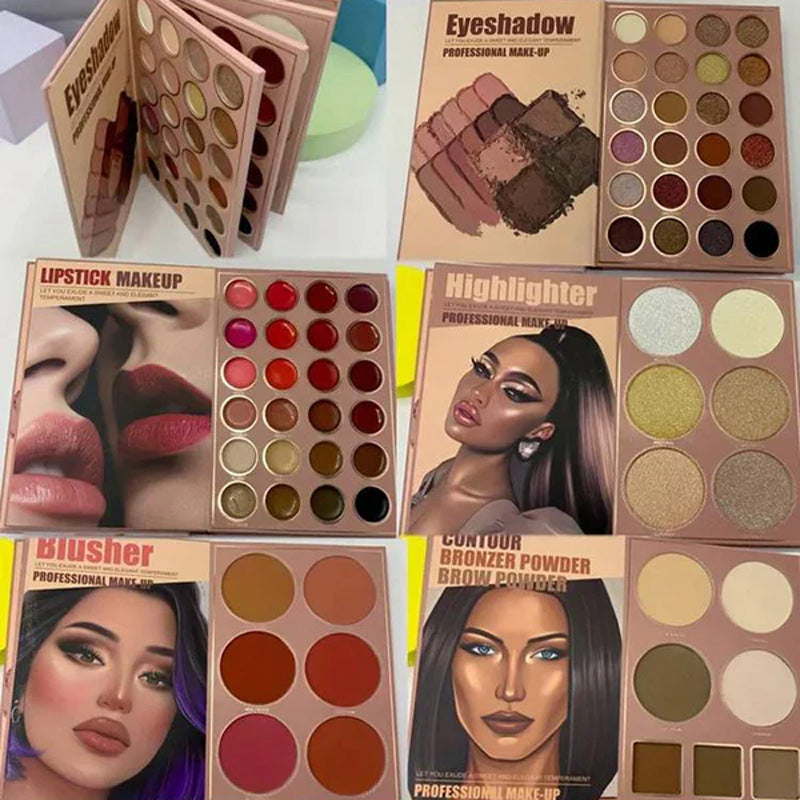 Rejsevenlig øjenskyggepalette til kvinder, 67 farver i kompakt design, perfekt til skønhedsmakeup på farten.