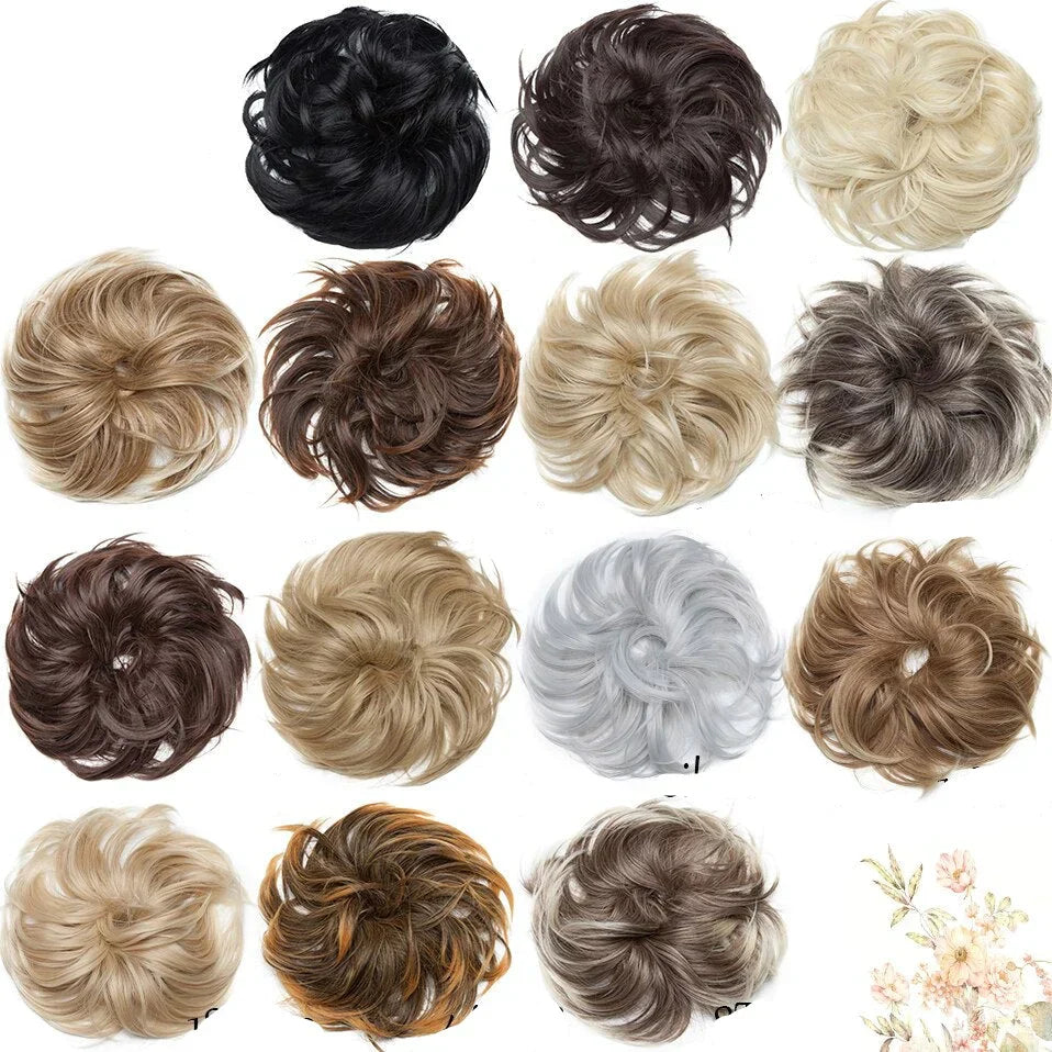 Skab elegante frisurer med denne nemme hårknude scrunchie af syntetisk hår.