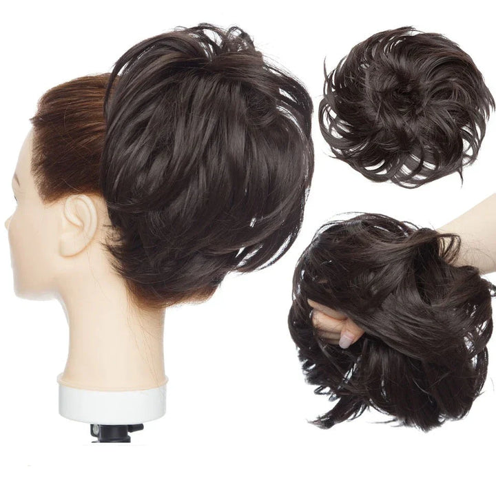 Fyldig romersk hårknude scrunchie, der giver et sofistikeret look med minimal indsats.