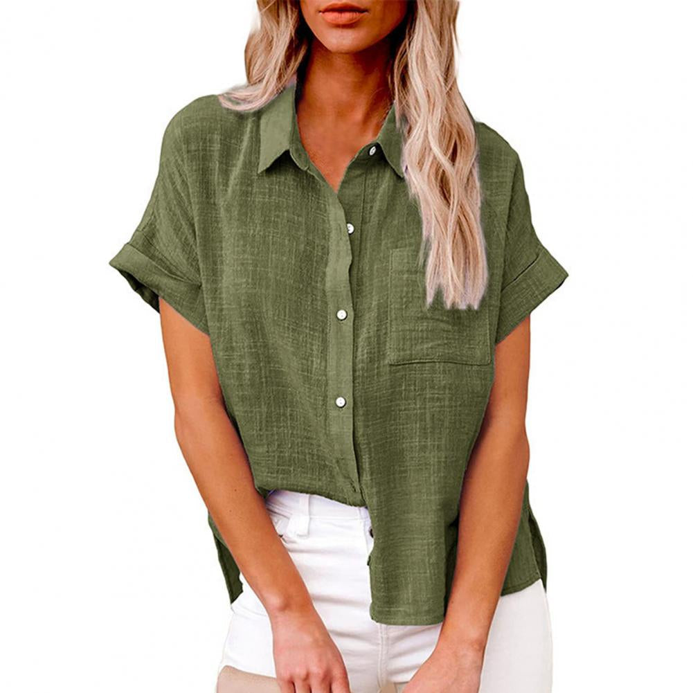 Løs casual sommerbluse til kvinder i åndbart materiale, perfekt til hverdag og ferie.