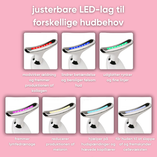 Anti-aging LED ansigtsmaskine der opstrammer huden, reducerer rynker og giver en ungdommelig ansigtspleje.