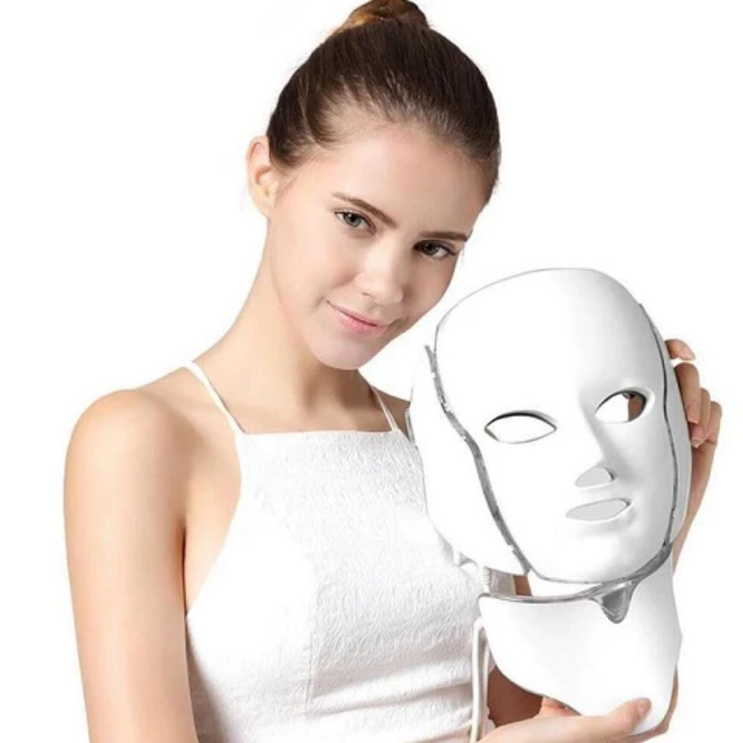 Daglig anti-aging LED-maske til ansigt og hals. Forebygger rynker og forbedrer hudens tekstur.