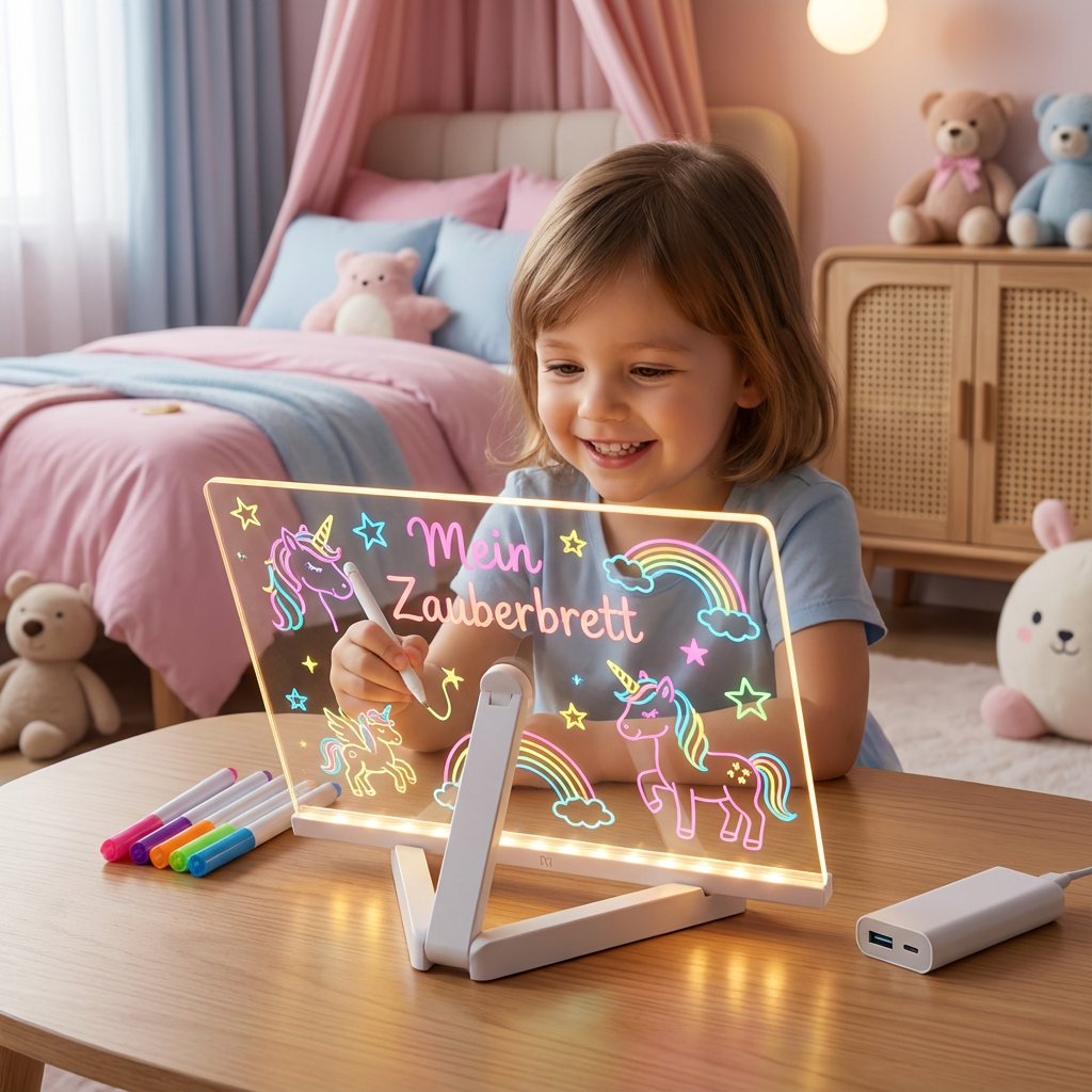 LED tegnebræt til børn, perfekt til kreativ tegning og leg. Stimulerer fantasien.