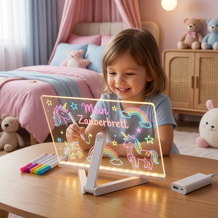LED tegnebræt til børn, perfekt til kreativ tegning og leg. Stimulerer fantasien.