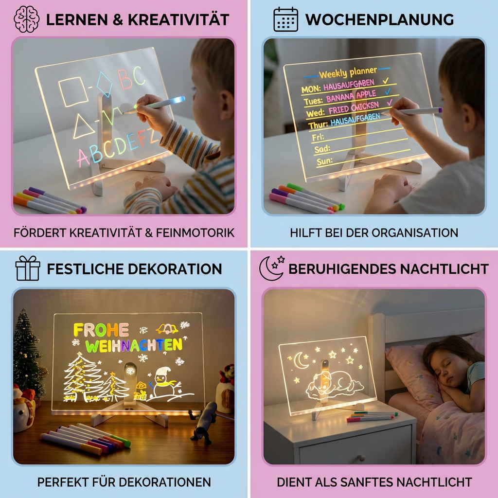 Interaktivt LED tegnebræt for børn. Et lysende undervisningslegetøj der giver timevis af kreativ leg og læring.