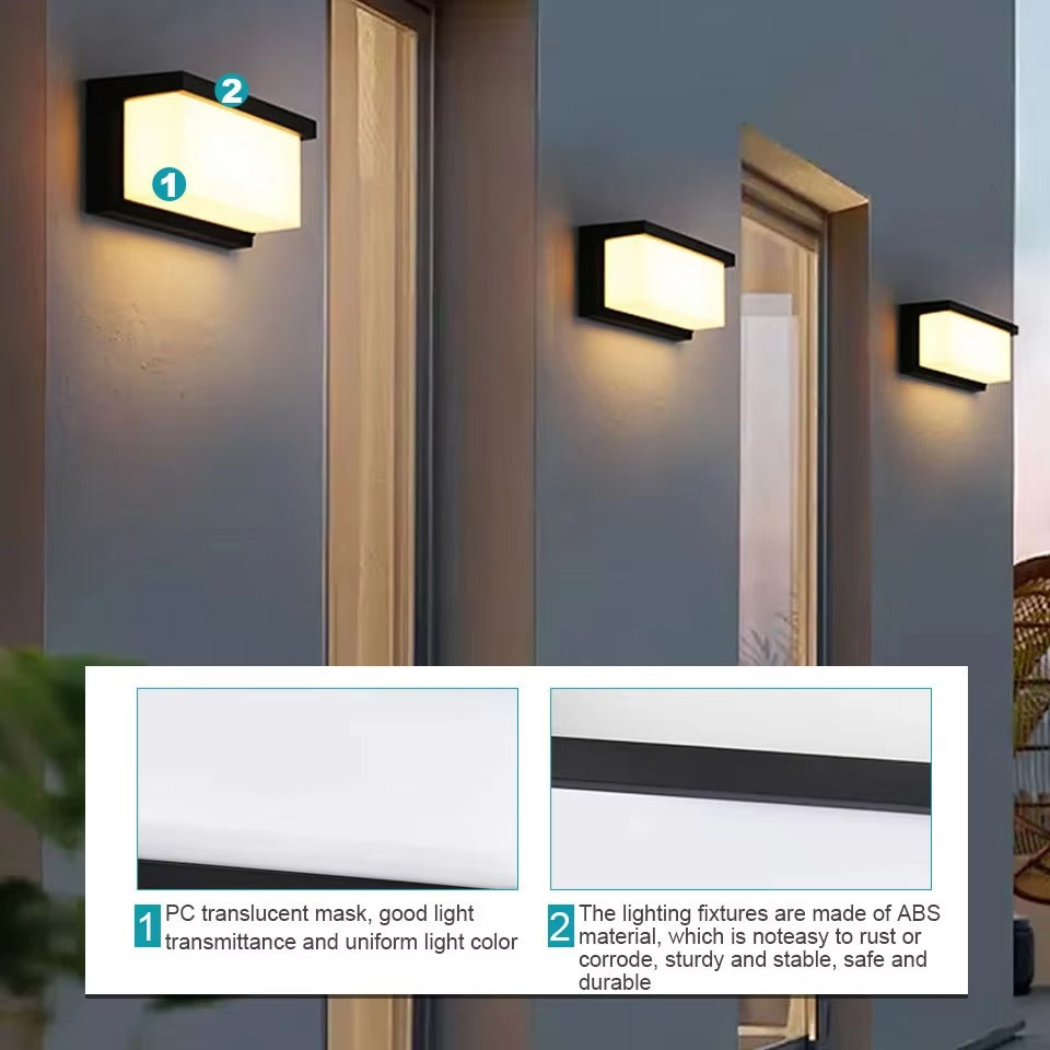Moderne LED væglampe med bevægelsessensor. Velegnet til udendørs brug, som facadebelysning eller på terrassen.