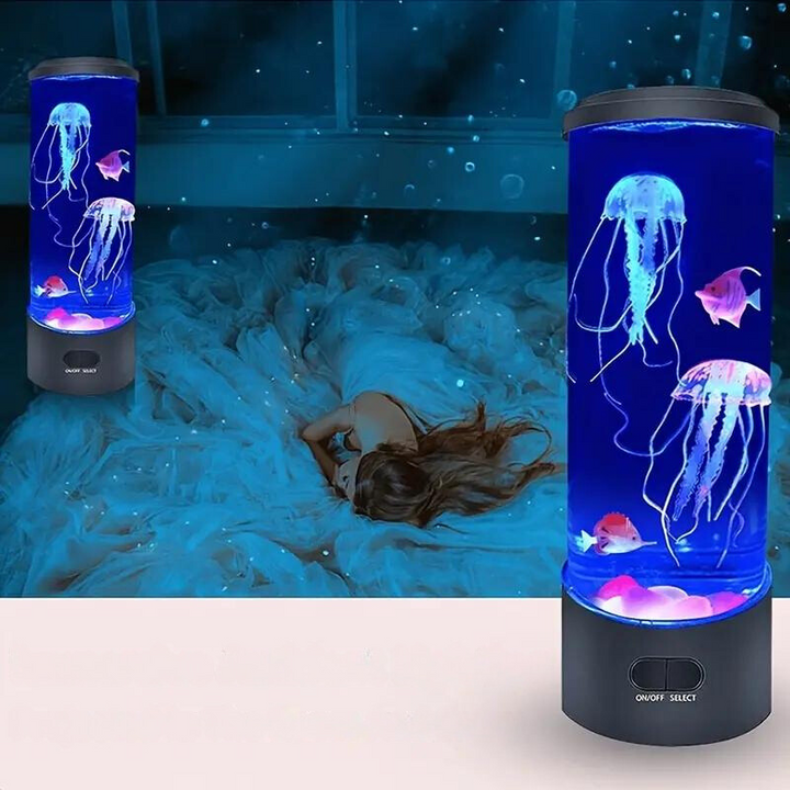 Unik vandmandslampe med LED, ideel til stresslindring og en beroligende atmosfære i ethvert rum.