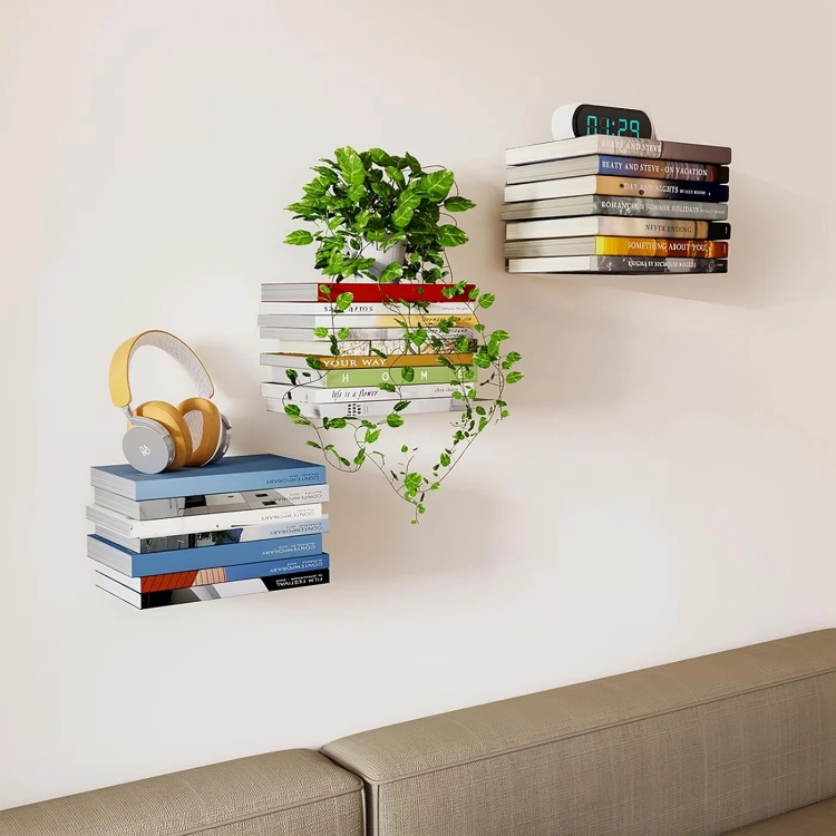 Sæt af LumaDeck flydende hylder for alsidig vægopbevaring. Pladsbesparende løsning med moderne, minimalistisk design.