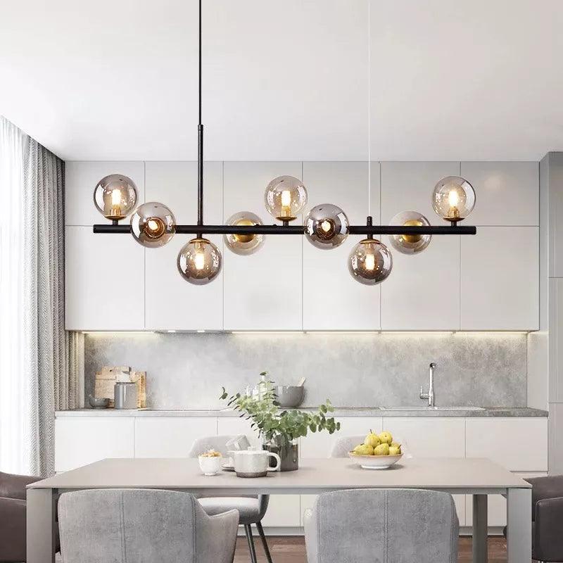 Stilfuld LumaSphere loftslampe til stue eller spisestue. Moderne design belysning og lang pendel.