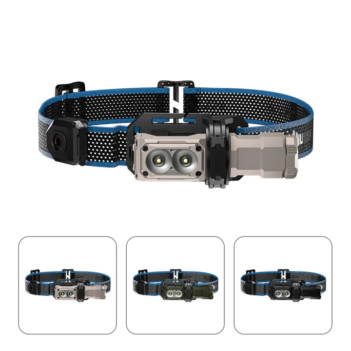 LumenLet unisex genopladelig pandelampe, ideel til camping og vandreture, med klart LED lys.