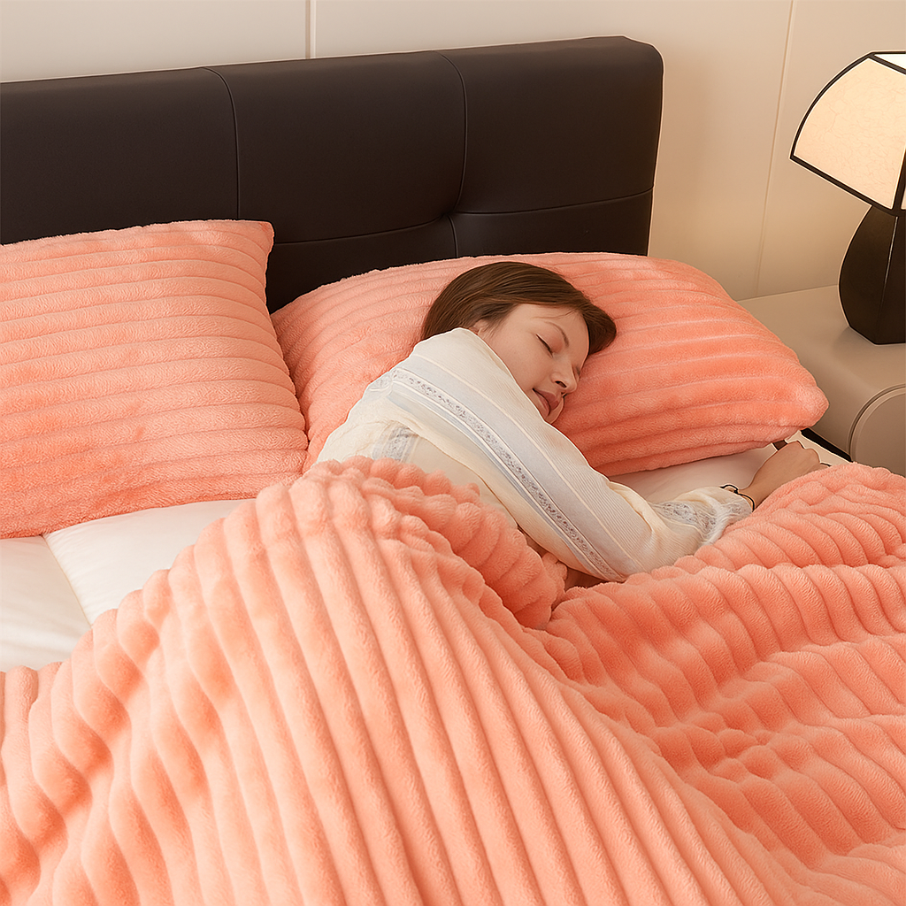 Hjemlig indretning med LuxeNest tæppe. Varme og hygge til din stue.