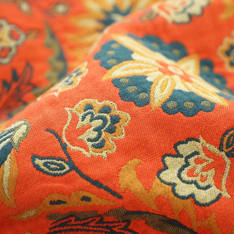 Boho-inspireret LuxeWeave sofatæppe til stuen, perfekt som plaid og komfort året rundt.