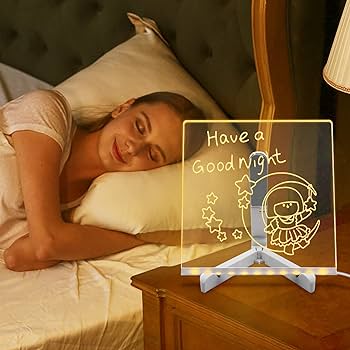 Kreativ LED tegnetavle med neon tuscher til sjove kunstværker, noter og doodle. USB-drevet.
