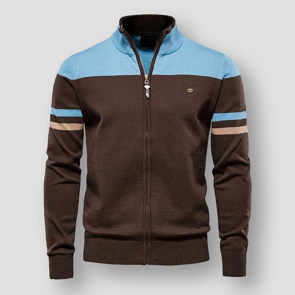 Detaljebillede af Arlo vinterjakke med robust lynlås. Komfortabel, varm og sporty herrejakke til mænds hverdag.