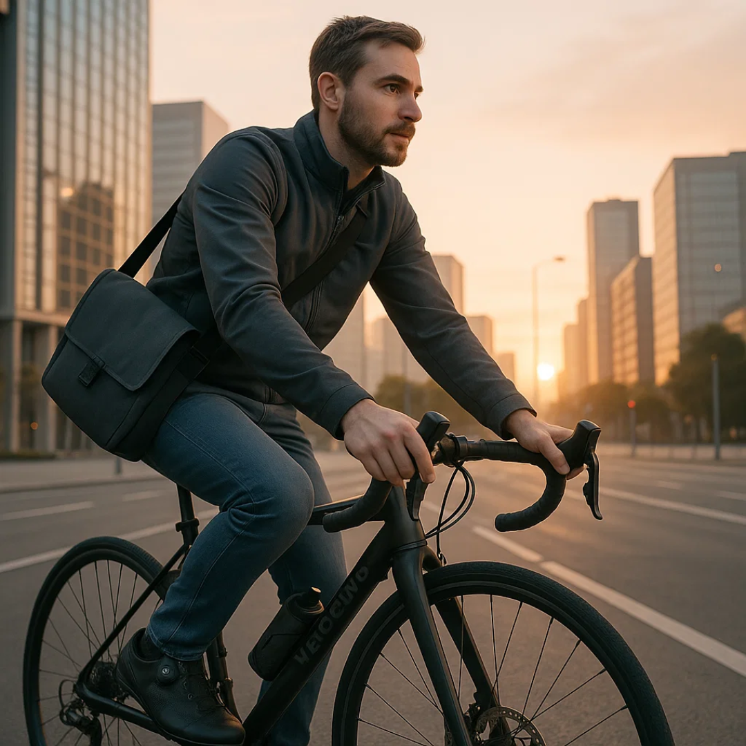 Topbillede af ortopædiske mænds cykelsko, fremviser slankt design og lukning.