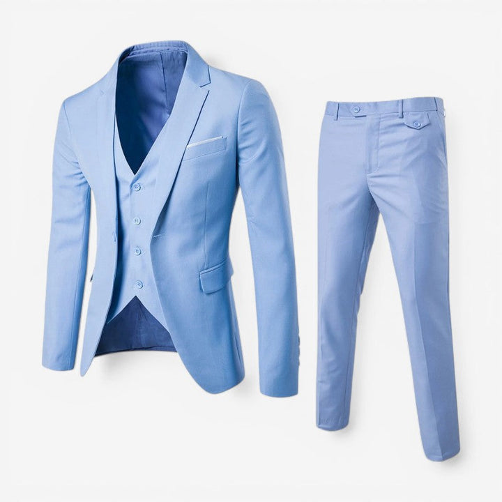 Mænds elegante 3-delt slim fit jakkesæt med blazer, vest og bukser til business, bryllup og fest.