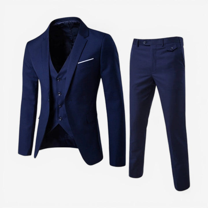 Moderne slim fit herrejakkesæt, 3-delt, perfekt til formelle anledninger, kontor og elegant festtøj.