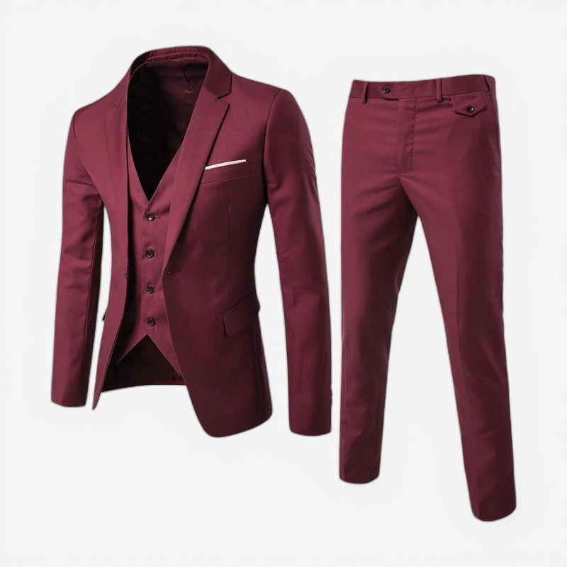 Business jakkesæt for mænd, 3-delt slim fit i elegant design, ideelt til formelle begivenheder.