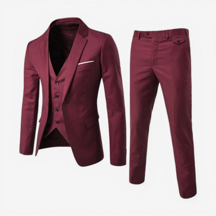 Business jakkesæt for mænd, 3-delt slim fit i elegant design, ideelt til formelle begivenheder.