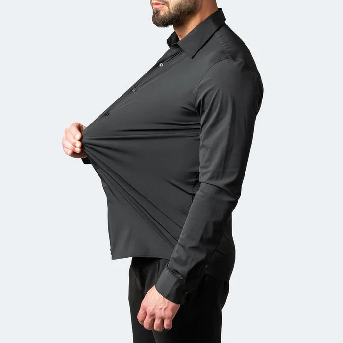 Elastisk herreskjorte: Flexibel og åndbar FlexPress skjorte for maksimal bevægelsesfrihed.