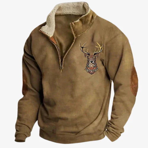Mænds halv-lynlås trøje med varm foret krave. Komfortabel og alsidig herre sweater til hverdag og fritid.