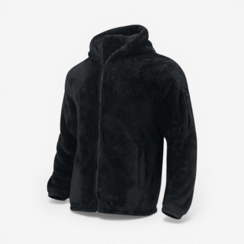 Blå mænds komfortabel lynlås jakke, ideel som varmt overtøj i casual stil.