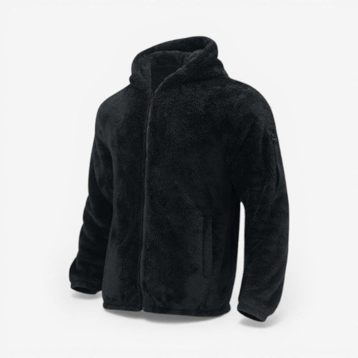 Blå mænds komfortabel lynlås jakke, ideel som varmt overtøj i casual stil.